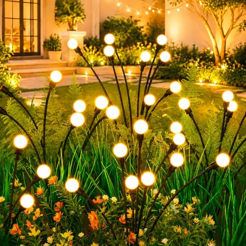 Asmad Solar Lights Outdoor(4 Pack-32 Leds),solar Garden Lights,fairy Lights | Firefly Light for Garden Decor, Outdoor Lights, Outdoor Decor, Patio Decor, Gifts for Women, Gifts for Grandma, Big Bulb
