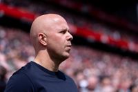 Arne Slot manager of Liverpool looks on during the Premier League match between Liverpool and Chelsea at Anfield on May 9, 2026 in Liverpool, England.