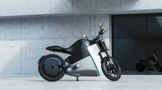 FUELL Fllow Electric Motorbike outside concrete bui