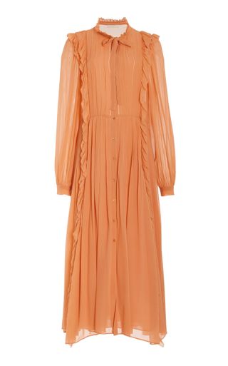 Brielle Ruffled Silk Midi Dress