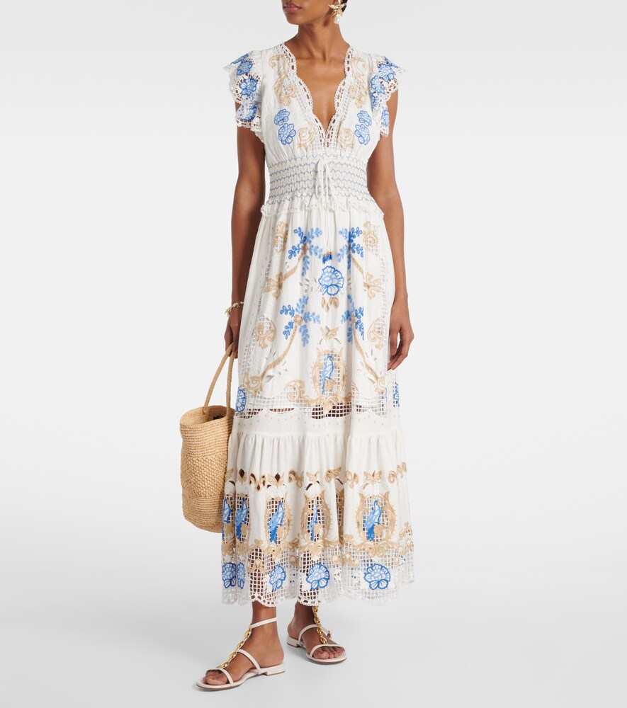 Embroidered Linen-Blend Maxi Dress