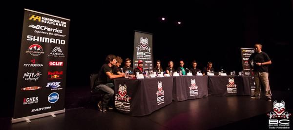 The panelists at the BC Bike Race presentation on the eve of the race