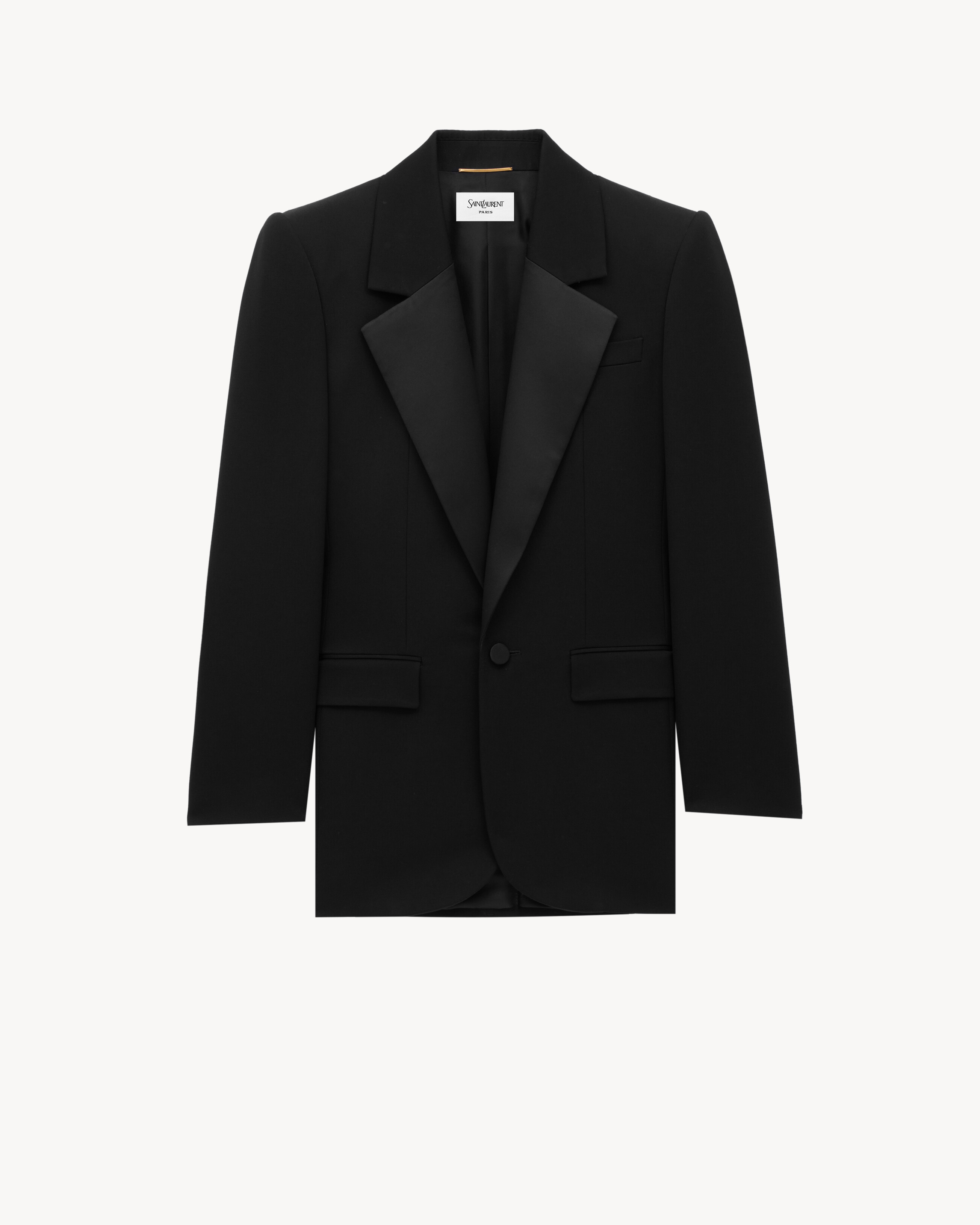 Single-Breasted Tuxedo Jacket in Grain De Poudre