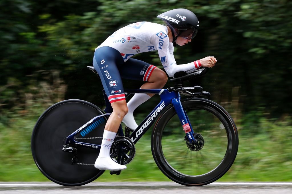 GENNEP NETHERLANDS AUGUST 26 Cecilie Uttrup Ludwig of Denmark and Team FDJ Nouvelle Aquitaine Futuroscope during the 23rd Simac Ladies Tour 2021 Stage 2 a 222km Individual Time Trial stage from Gennep to Gennep SLT2021 UCIWWT on August 26 2021 in Gennep Netherlands Photo by Bas CzerwinskiGetty Images