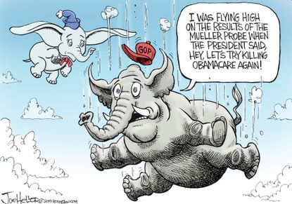 Political Cartoon U.S. Dumbo GOP Trump Kill Obamacare
