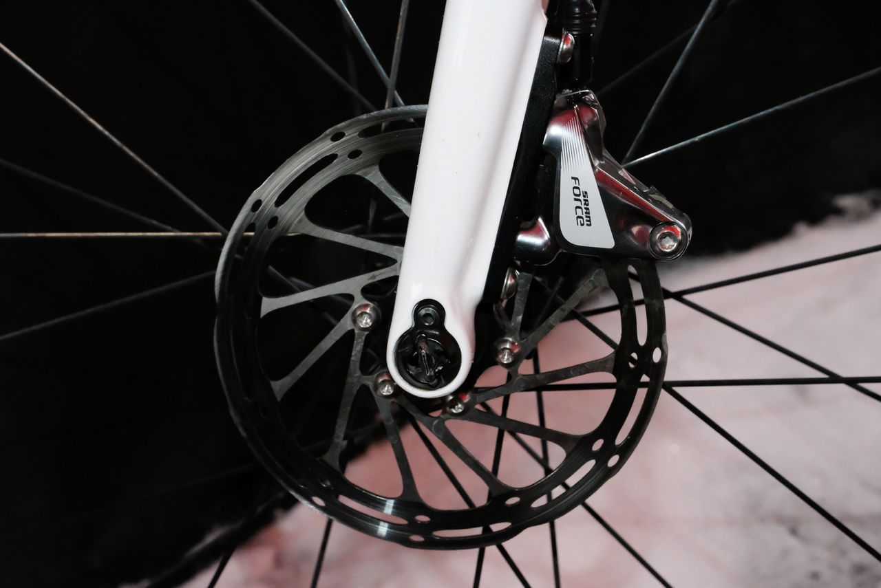 Miller's Mares also has the SRAM hydraulic disc brakes and Centerline rotors