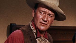 John Wayne wearing a cowboy hat in Rio Bravo
