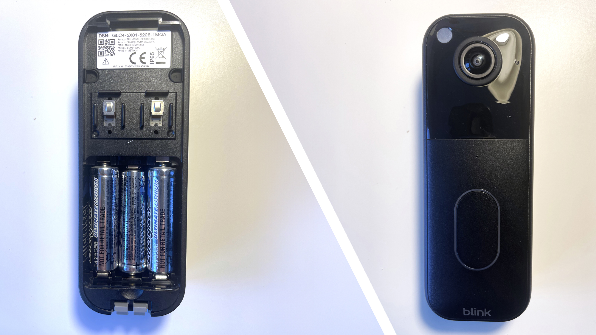 Split image showing back and front of Blink Video Doorbell Gen 2