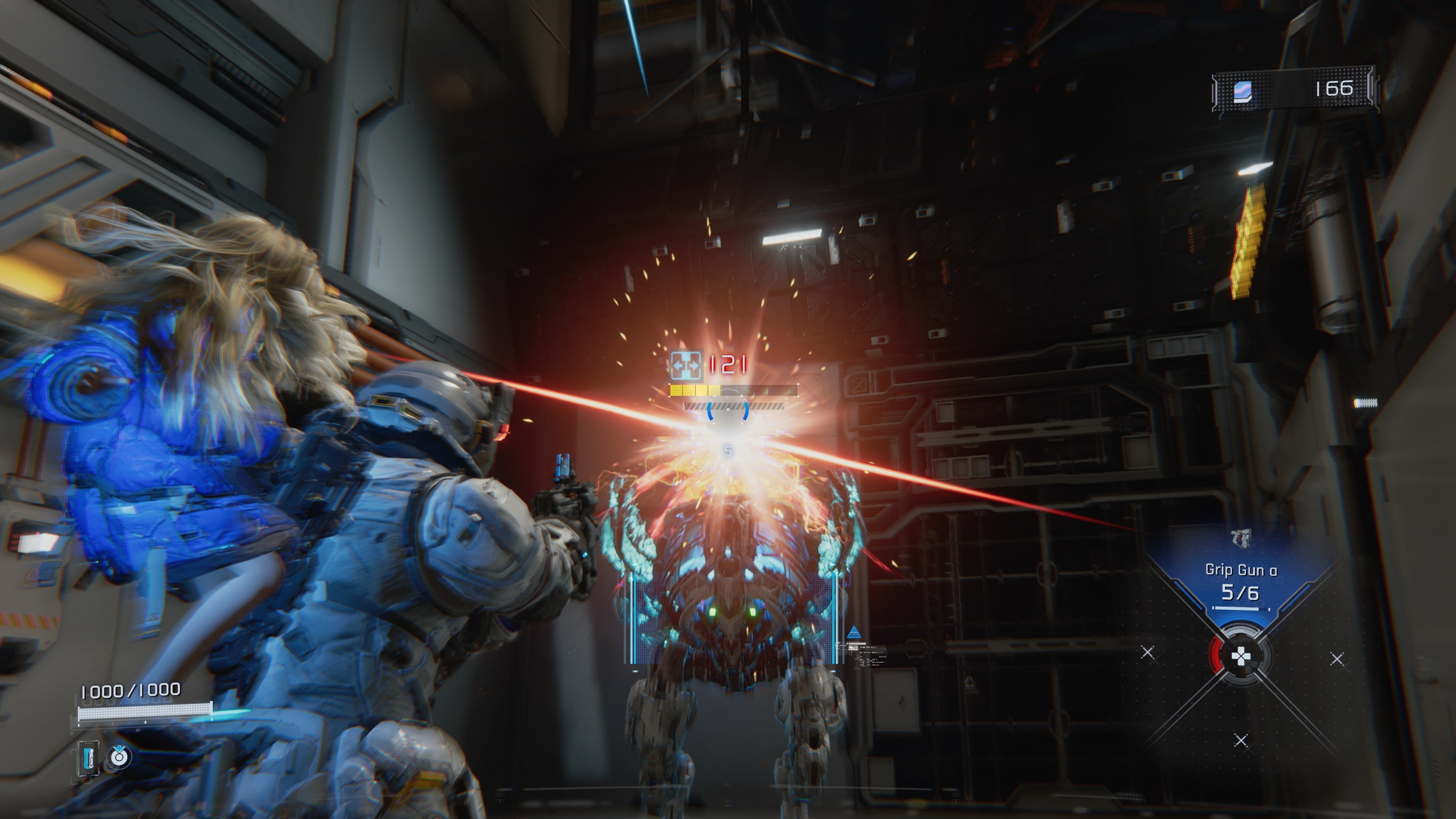 A screenshot from sci-fi game Pragmata