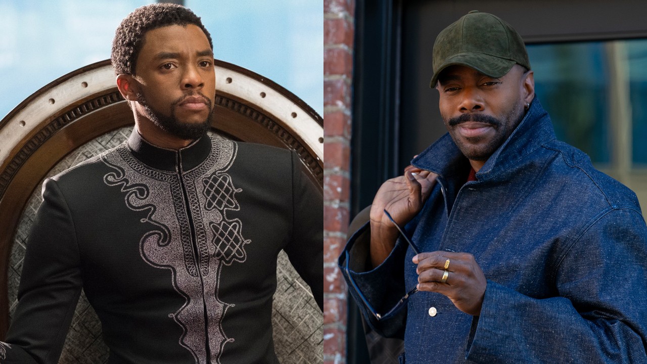 T'Challa (Chadwick Boseman) sits on his throne in  in Black Panther, while Danny (Colman Domingo) greets his friends in The Four Seasons.