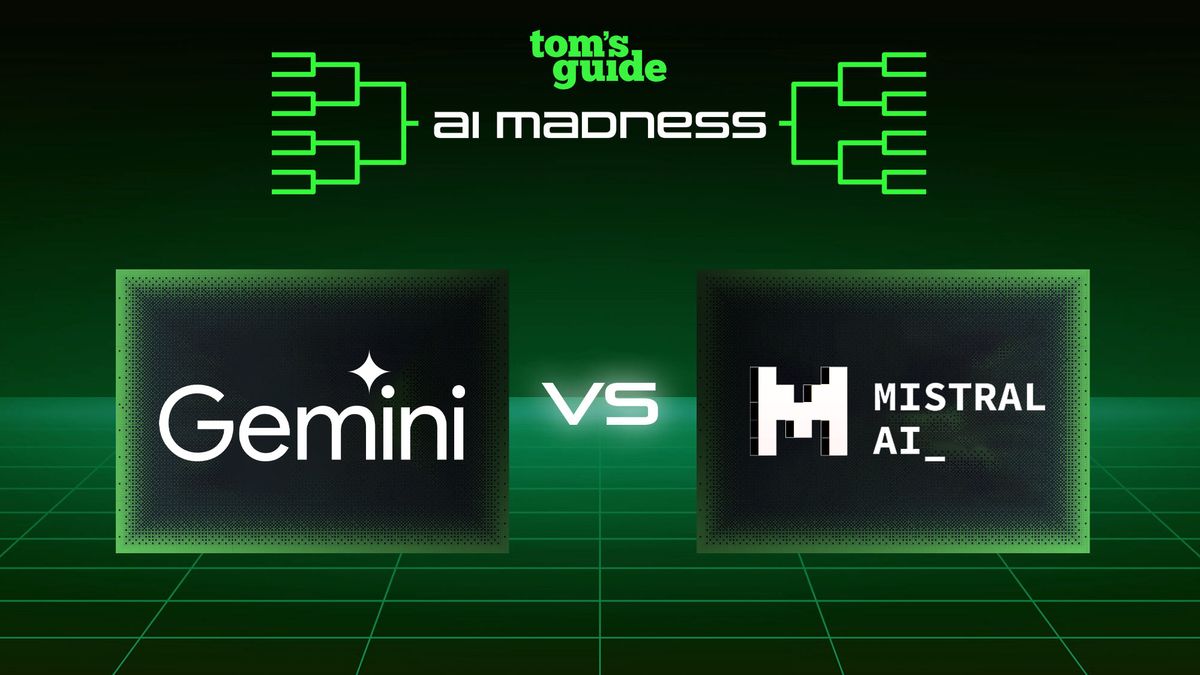 Gemini vs. Mistral AI for AI Madness graphic