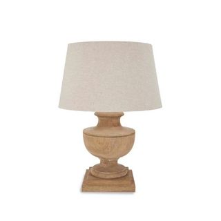 Wooden lamp with cream shade