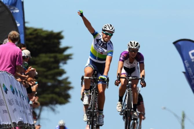Hoskins (Orica - AIS) was delighted with second place - she gained the series lead