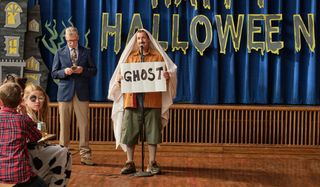 Hubie Halloween Adam Sandler giving a speech to a bunch of kids