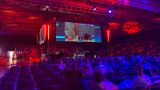 A shot of the crowd and screens and stage of the CS2 tournament at Logitech G Play 2026, Warsaw, Poland.
