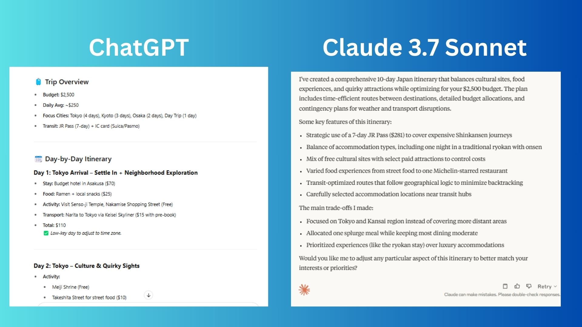 ChatGPT vs Claude