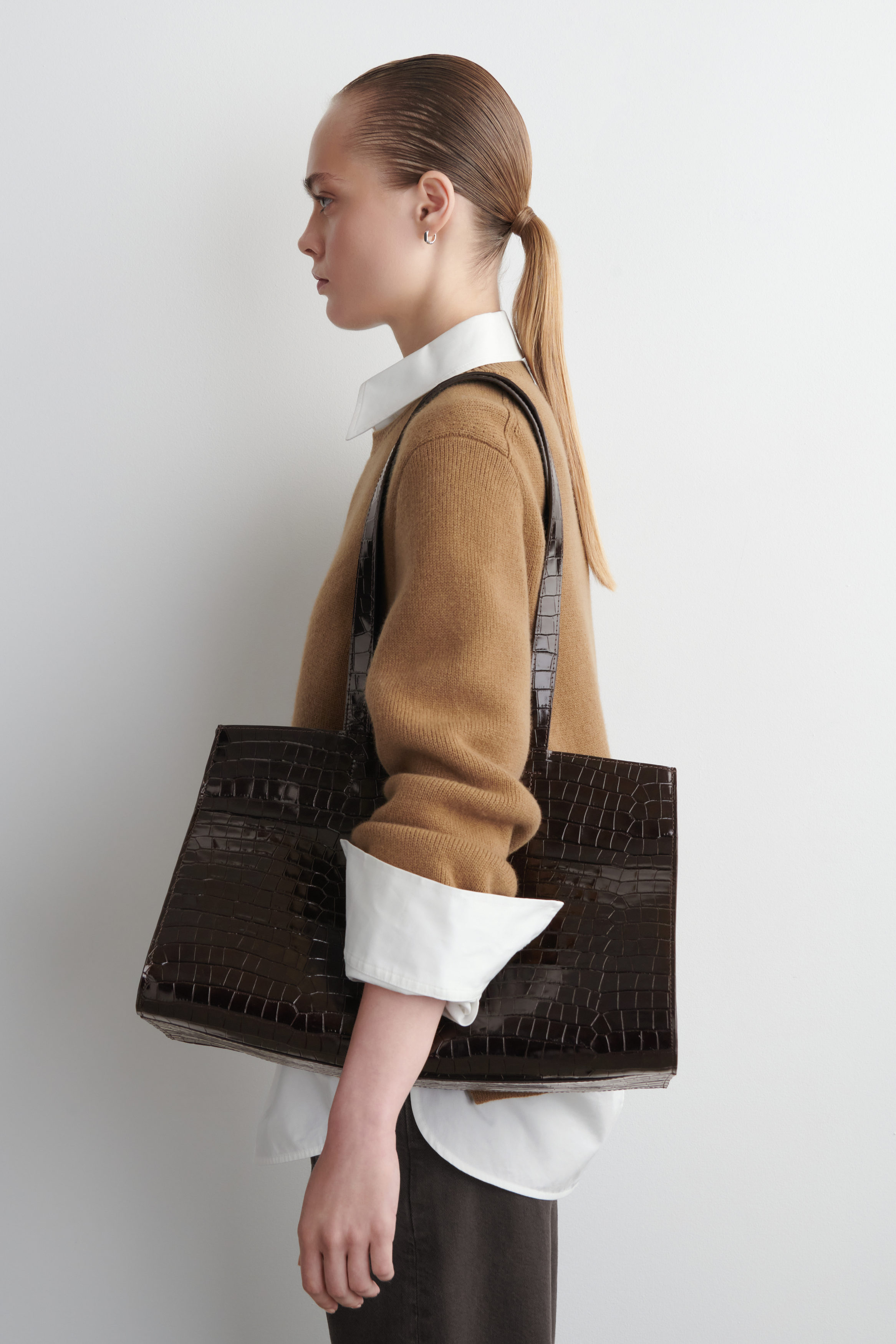 Gallery Tote Bag - Croc-Effect Leather