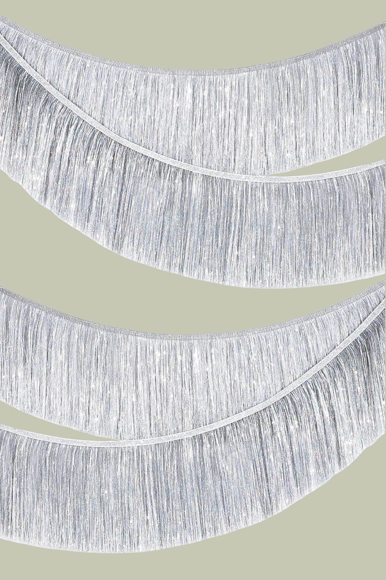 MORAINJAY, Silver Fringe Garland, 2m