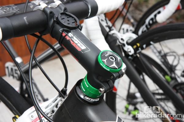 Most of the Team Exergy bikes were equipped with green headset spacers.