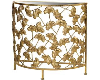 Gold ginko leaf console table by Audenza