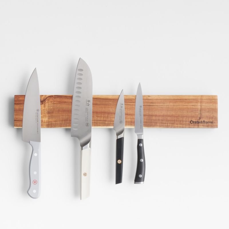Crate &amp;amp; Barrel Wooden Magnetic Knife Holder Bar