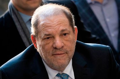 Harvey Weinstein arrives at the Manhattan Criminal Court, on February 24, 2020 in New York City