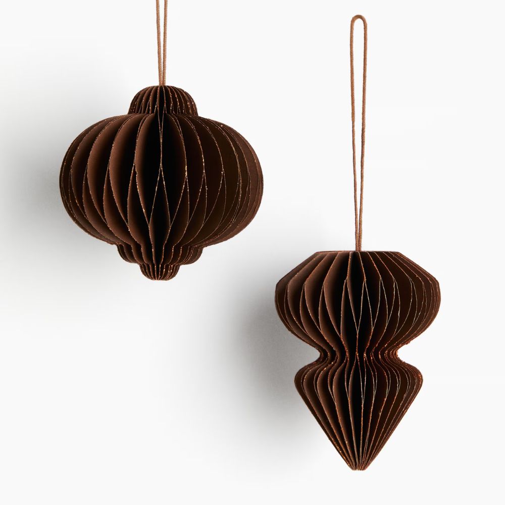 brown paper Christmas baubles