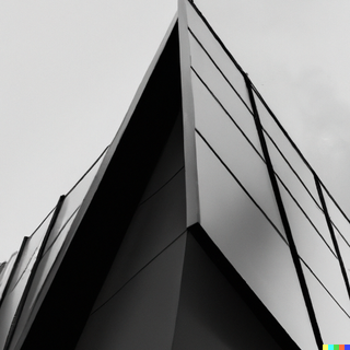 AI generated image of building façade, created by DALL·E from the prompt"Wallpaper* Magazine Architecture"