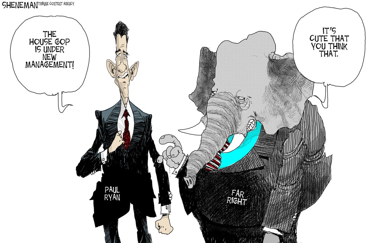 Political cartoon U.S. Paul Ryan Far Right