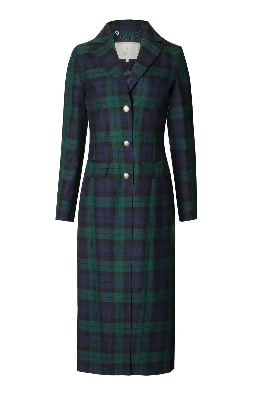 a black watch plaid coat