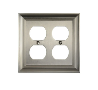 silver 2-gang outlet cover plate