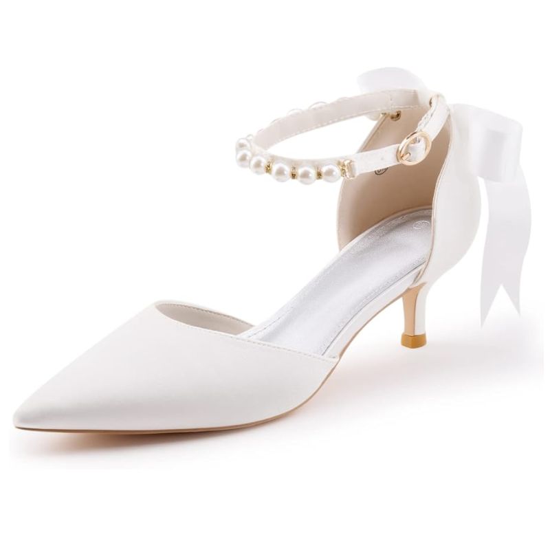 Amazon, white kitten heels