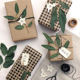 Wrapped gifts on a white background