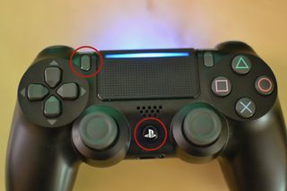 On the PS4 DualShock Controller, hold down the PS button and share button simultaneously until the light blinks white