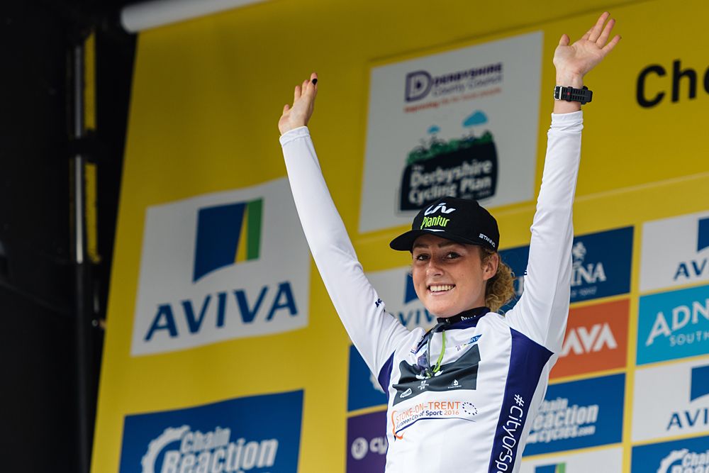Floortje Mackaij (Liv Plantur) retains the best young rider jersey after Aviva Women's Tour 2016 - Stage 3
