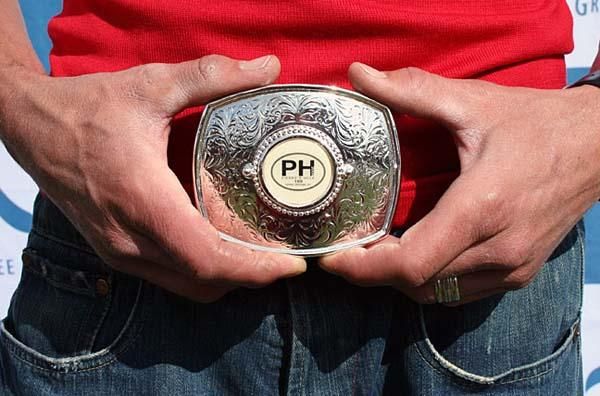 Race fast enough and you can win this belt buckle.