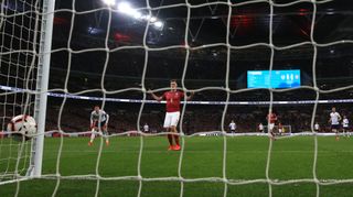 Czech Republic’s Tomas Kalas put through his own net for England's fifth goal