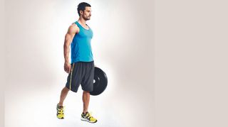 Weight plate carry exercise