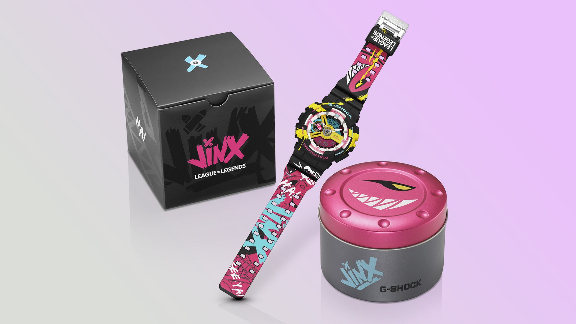 時計 G-SHOCK League of Legends Jinx Edition G-SHOCK x League of Legends GA-110LL-1A Jinx Watch | Riot