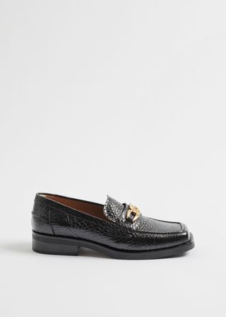 Squared Toe Leather Loafers