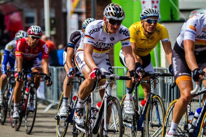 Andre Greipel (Lotto Belisol) and race leader Marcel Kittel