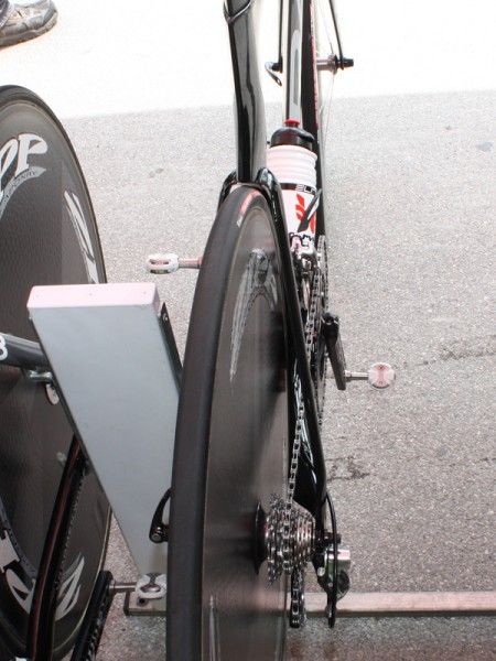 Mounting the rear brake down below makes for a cleaner and more aerodynamic rear end.