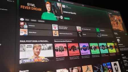 A photo of the Spotify homepage within the Spotify app