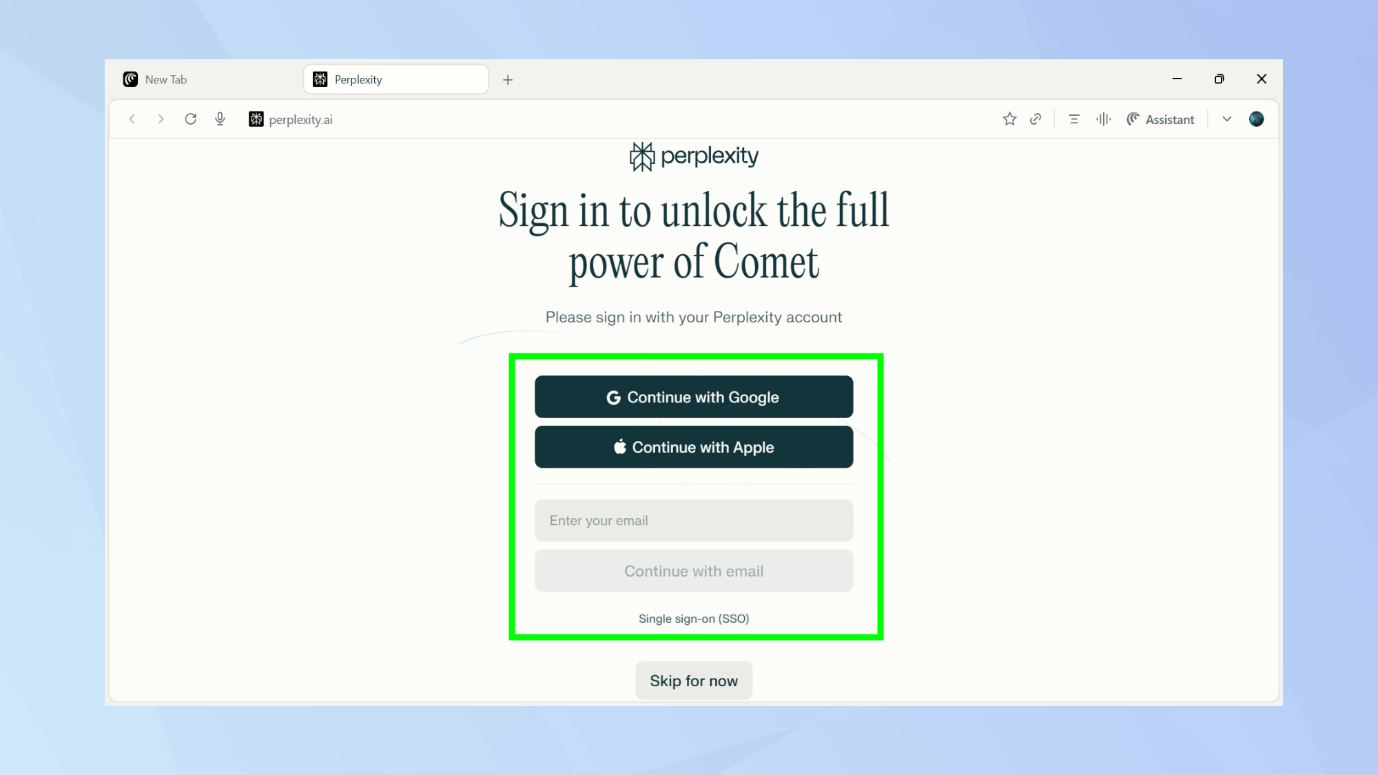 Sign in with Perplexity
