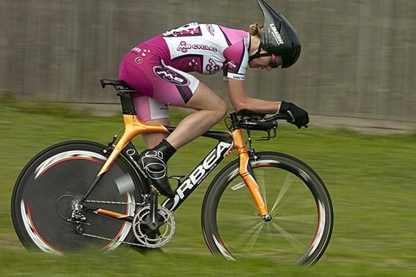 Zoe Watters (Lifecycle Cycling Club) heads towards the finish and a silver medal in the time-trial.