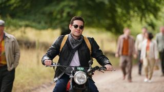 Will on his motorcycle in Grantchester season 8 episode 1