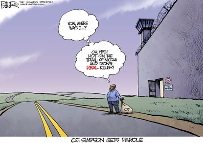 Editorial cartoon U.S. O.J. Simpson parole murder Nicole
