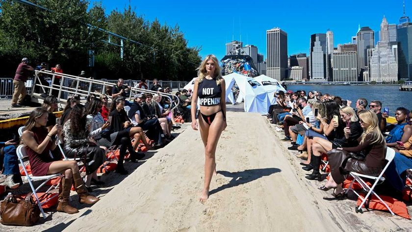 A model walks the runway during the Fyre Fest The Musical Announcement Activation on September 08, 2025 in New York City.