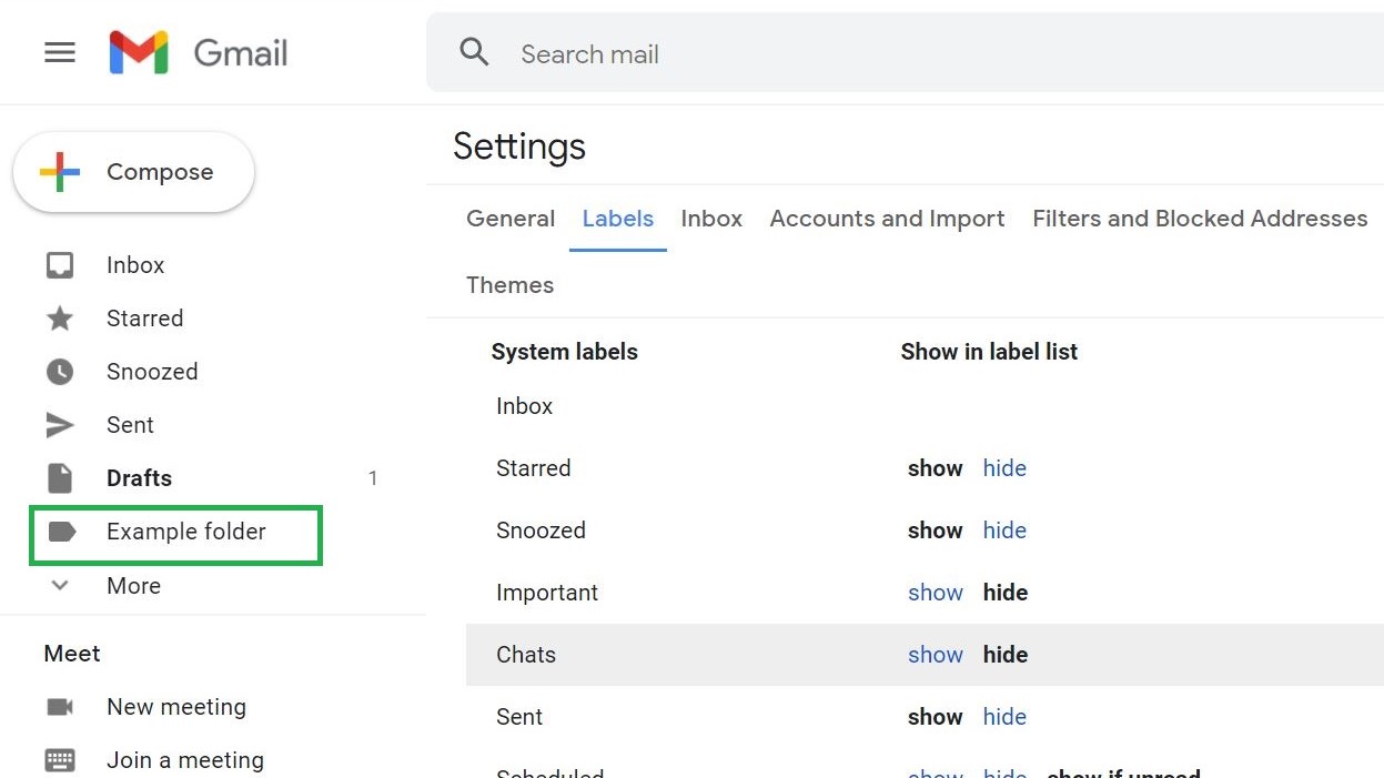 Step 6: How to create folders in Gmail