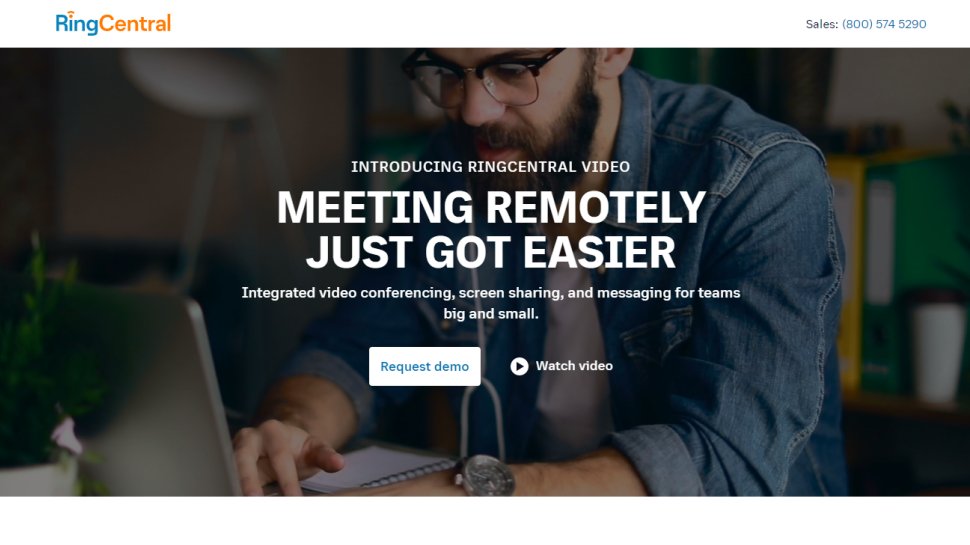 Website screenshot for RingCentral Video